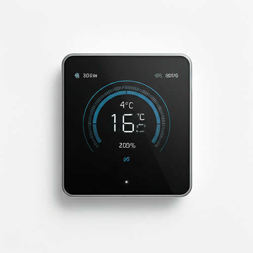 Smart thermostat showing humidity