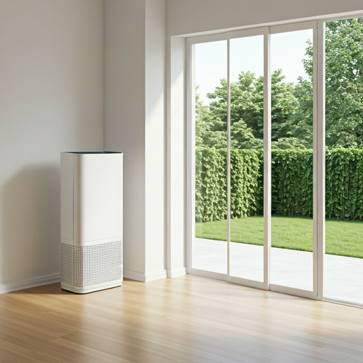 Modern living room with a sleek air purifier