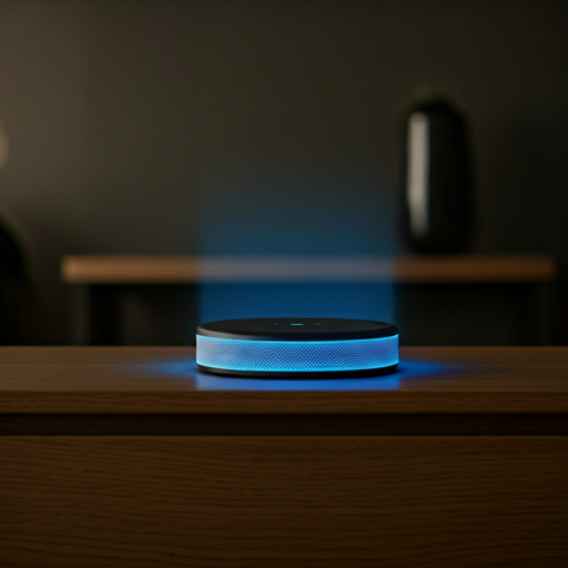 Smart home hub glowing on a console table