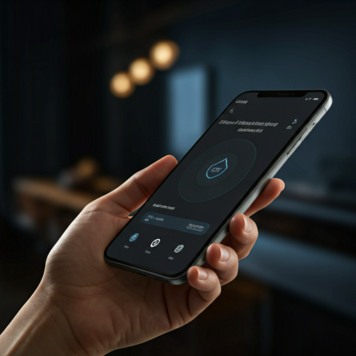 Hand using a smartphone app to control a smart appliance
